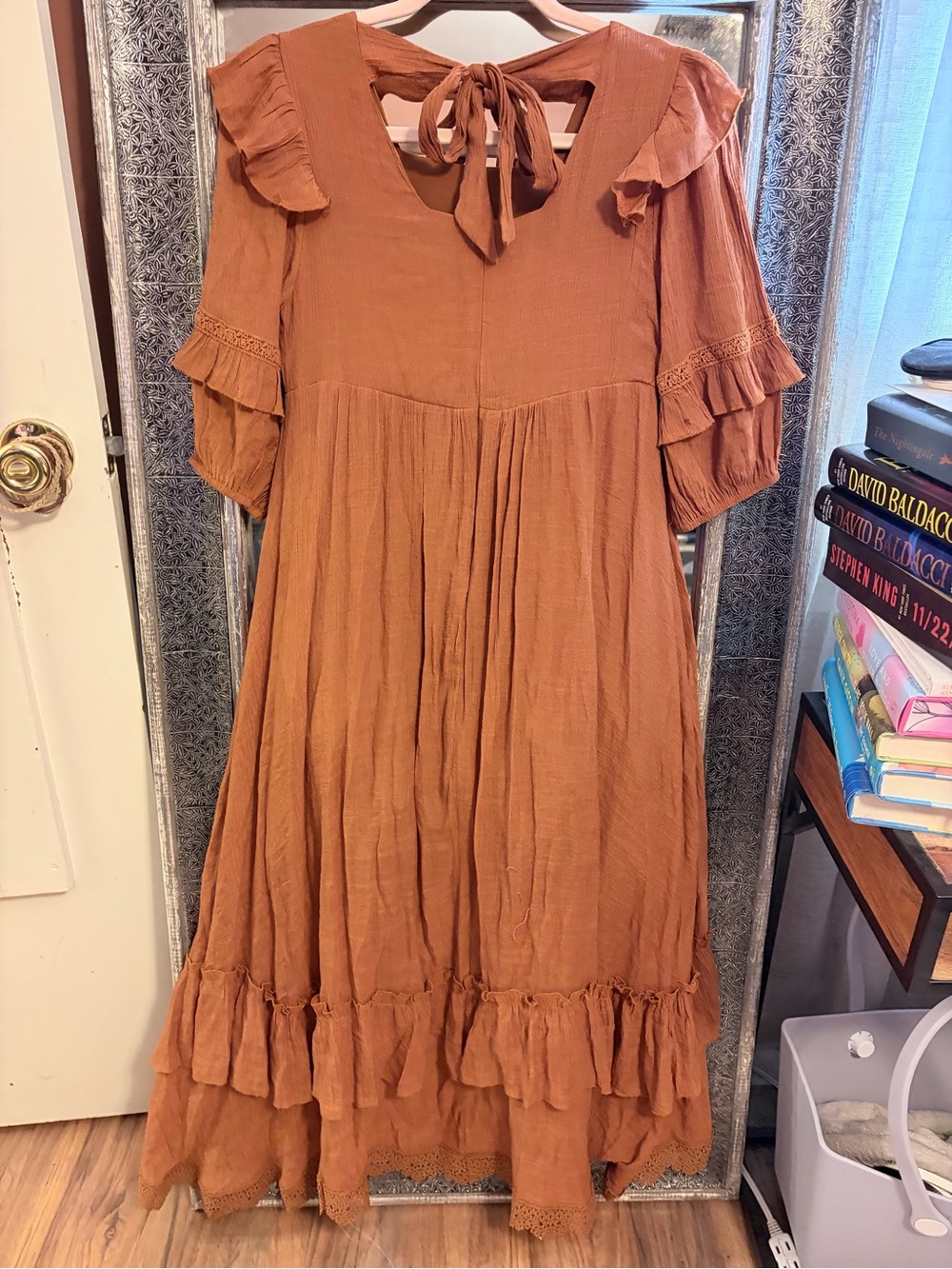 mia JOY Rust High-Low Ruffle Maxi Dress - Picture 3 of 4
